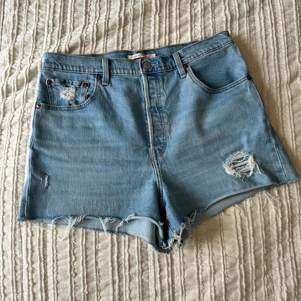 Levi's Blue Jean Shorts Distressed Cut-Off Style